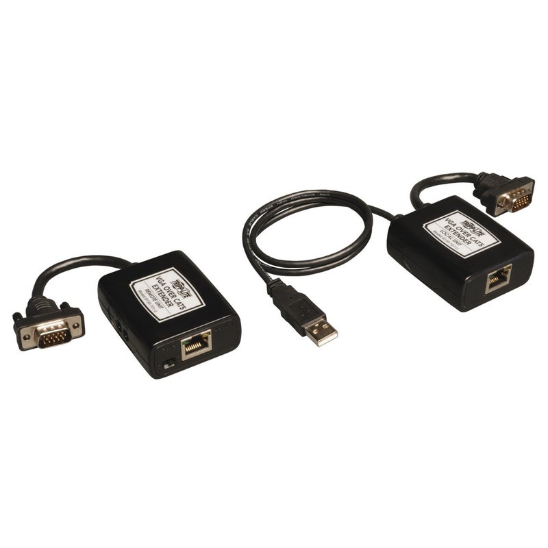 Tripp Lite VGA over Cat5 / Cat6 Extender, Transmitter and Receiver, USB Powered, 1920x1440 at 60Hz (B130-101-U) Black - Image 1